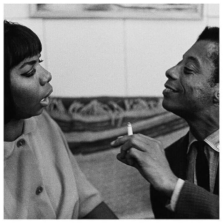 Photo of James Baldwin and Nina Simone